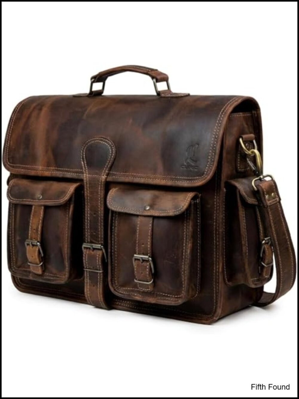 Full-Grain Leather Briefcase Messenger Bag Fits 17.5 Inch Laptop Handcrafted